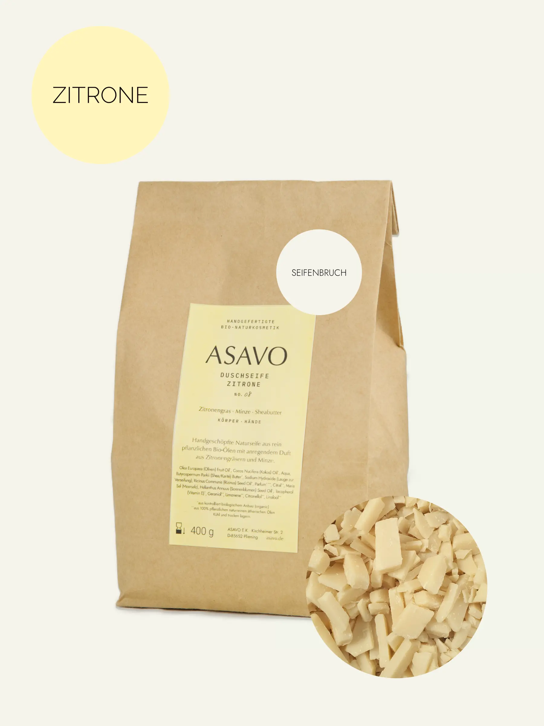 ASAVO Seife mit Charakter - Zitrone - Seifenbruch